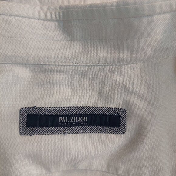 Pal Zileri Men's Button-down Dress Shirt 18 1/2 46 White 100% Cotton Italy - Picture 4 of 12